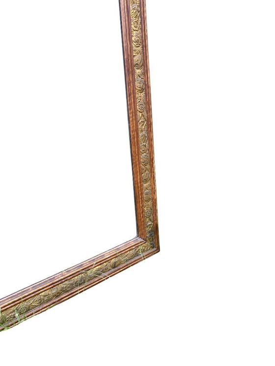 Image 1 of Grote verguld houten spiegel, Lodewijk XVI - Art Nouveau overgangsstijl, eind 19e eeuw