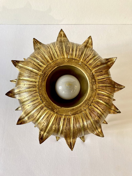 Image 1 of Ceiling light, Hans Kögl, sunflower model in gilded metal, 1950s