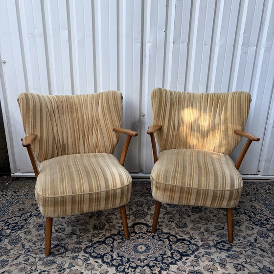 Midcentury Cocktail Armchairs – Textile, Wood (photo 2 of 7)