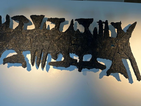 Grote Brutalistische Wandsculptuur & Lamp – Pia Manu – Gekentekend (Jaren '70) – 120 Cm – Beeldhouwkunst (photo 8 of 8)