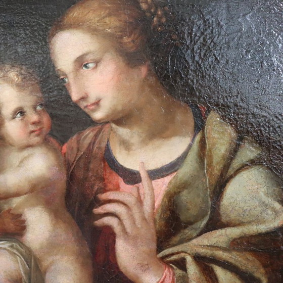 Image 1 of Pintura religiosa antigua al óleo sobre lienzo, Italia, siglo XVIII.