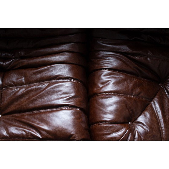 Image 1 of Togo vintage living room set in brown leather by Michel Ducaroy for Ligne Roset, France 1973