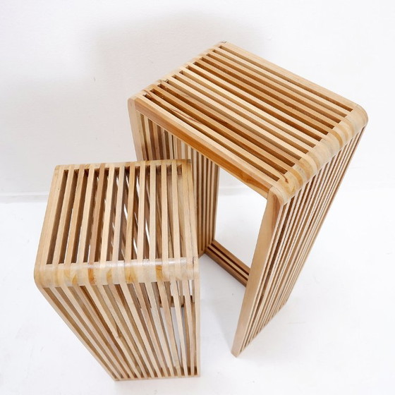 Image 1 of Pareja de jardineras nido de madera con listones