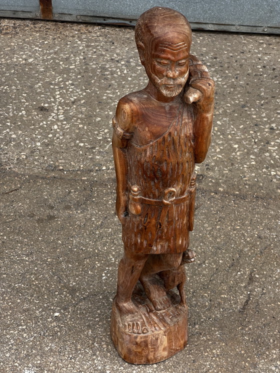 Image 1 of Art Africain - Sculpture bois année H 80 cm - 1920-1930 - Homme chasseur