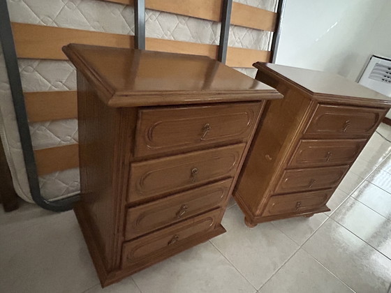 Image 1 of Cama com colchão de 140 cm x 200 cm e 2 mesas de cabeceira
