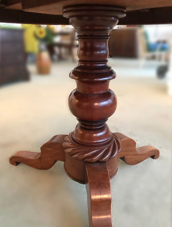 Antique Round Mahogany Wood Dining Table – antiek (photo 4 of 5)