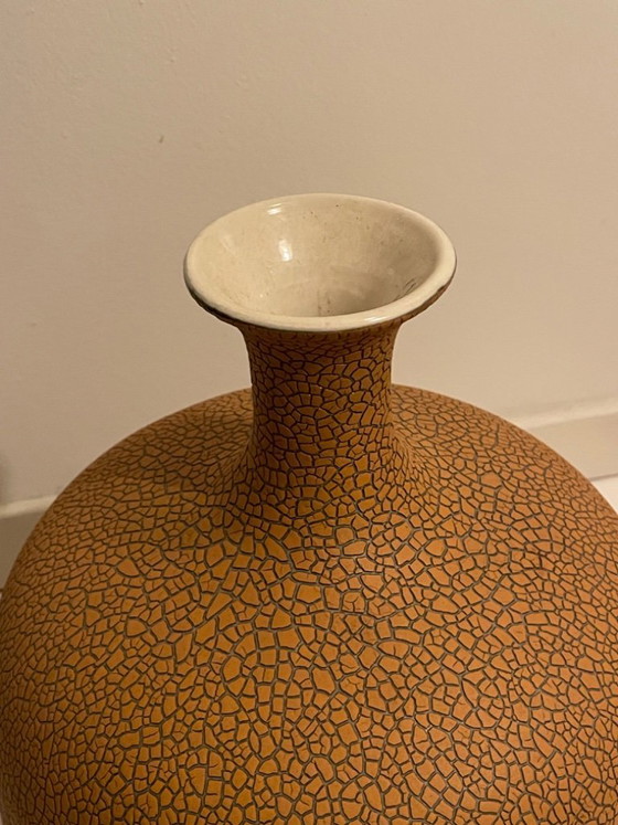 Image 1 of Henders & Hazel belly vase - crackle ceramic - warm ochre tint