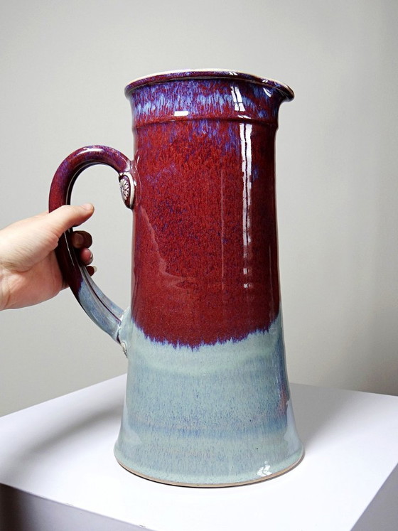 Image 1 of Jarra artística de gres de gran tamaño, obra de Lévéjac y Michel Goldstyn, con esmalte color sangre de buey flameado.