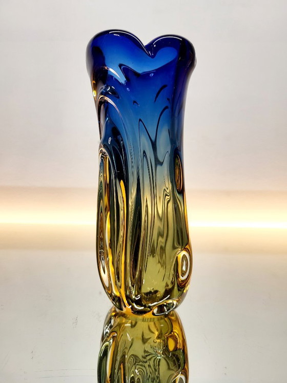 Image 1 of Vase en verre multicolore de Murano, technique du somserso, Italie, années 1970