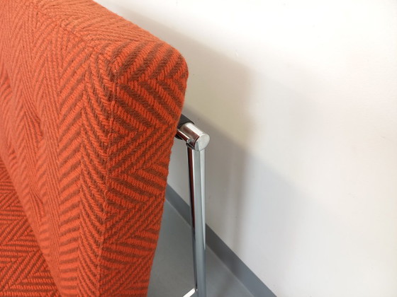 Image 1 of Fauteuil chauffeuse moderniste vintage en tissu et métal chromé des années 60 70