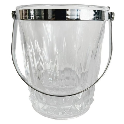 Vintage Cristal d'Arques Kristall-Eiskübel aus den 1960er Jahren – tafelaccessoires, Crystal, Chrome (photo 2 of 6)