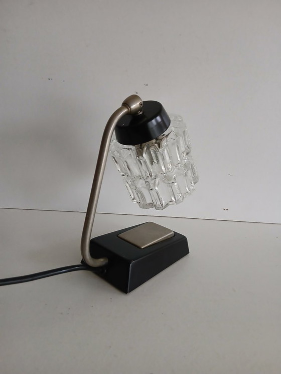 Lampada da Comodino, Lampada da Tavolo, Richard Essig, Vintage, Lampade da tavolo, Metallo, Vetro, Nero (foto 7 di 7)