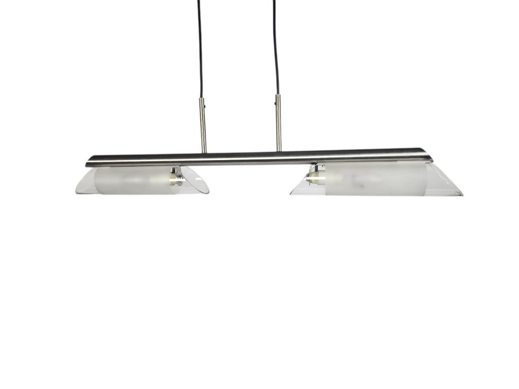 Hala Zeist - hanglamp - rvs - gesatineerd glas - 80's