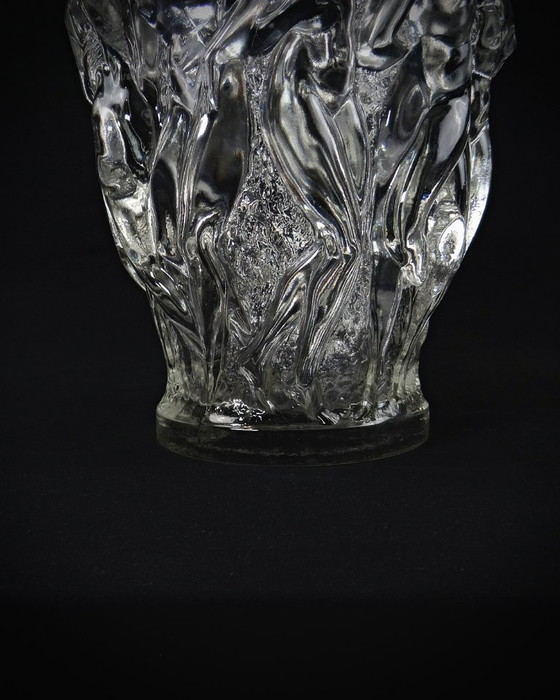 Image 1 of Lalique Bacchantes unsigned vintage clear crystal vase mid 20th century
