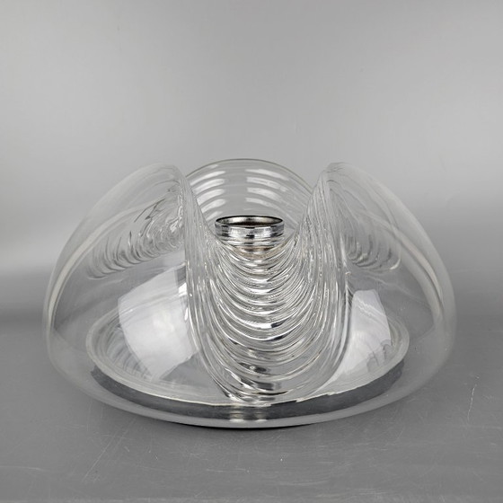Image 1 of Vintage Space Age Ceiling Lamp – Peill & Putzler “Wave” / “Futura” – 1970s Germany – Glass and Metal – Ø 32 cm.