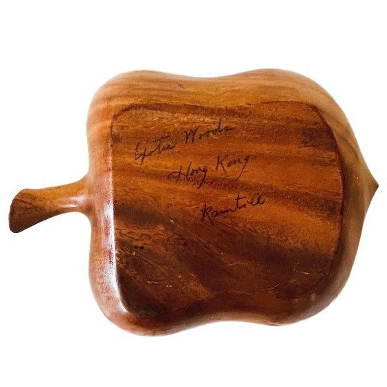 Image 1 of Ciotola vintage in legno di scimmia di metà secolo, porta mele, anni '70
