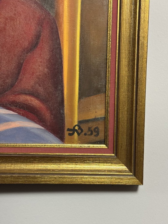 Image 1 of Geborgenheid (Shelter / Inner Protection) – Ferdinand Vercnocke, Belgian School, signed 1959. Oil on canvas.