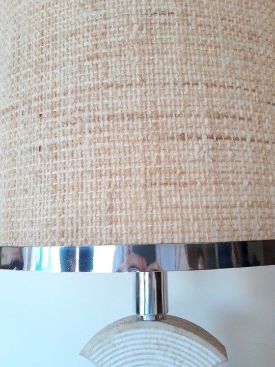 Image 1 of Brutalistische lamp in Gard stone en chroom 1970
