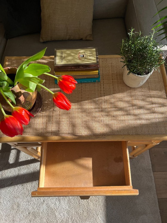 Image 1 of Rattan Hallway Table Dressing Table – Vintage Bamboo Design Bohemian '70s Table