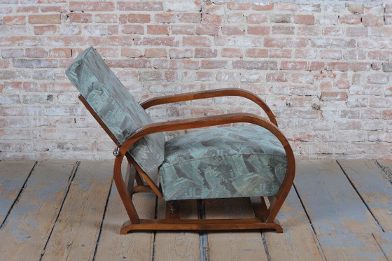 Fauteuil inclinable Art Déco restauré, noyer, chrome, repoli, République tchèque, années 1930 – Textile, Wood (photo 3 of 19)