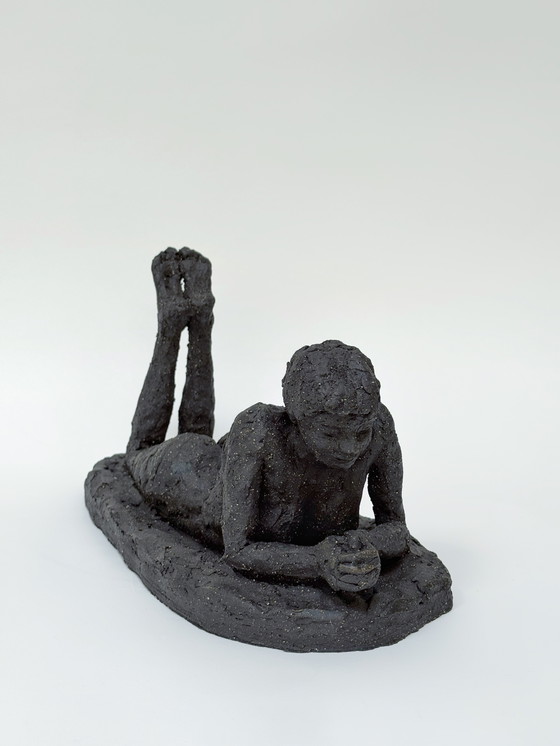Image 1 of Yolande Ide (1931) - Terracotta Sculpture: “A Lying Woman”