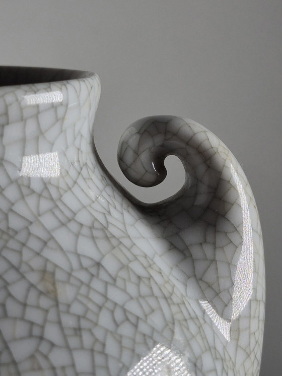 Vintage Mid Century Amphora Porcelain Vase Craquelé VEB Liäichte – VEB Lichte, Vazen (photo 2 of 10)