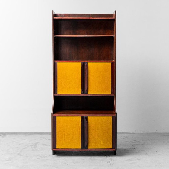 Image 1 of LIBRERIA MOBILE IN LEGNO TESSUTO ANNI '60 VINTAGE MODERNARIATO