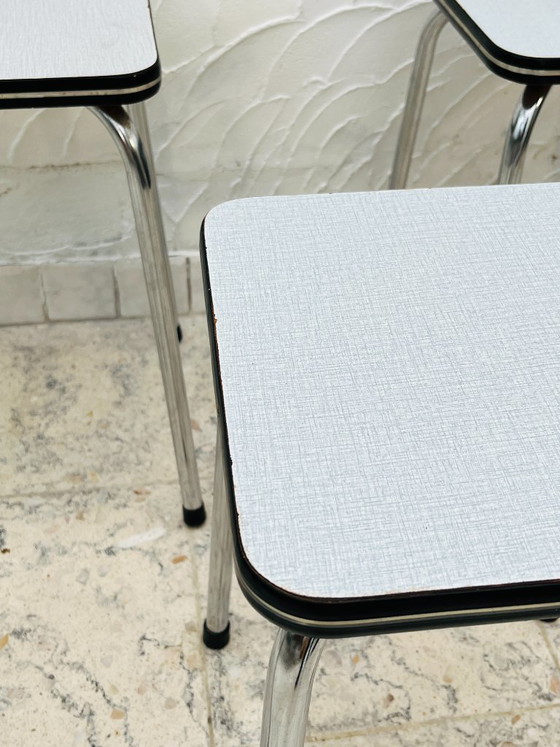 Image 1 of Set di 4 sgabelli vintage in Formica grigio cromato
