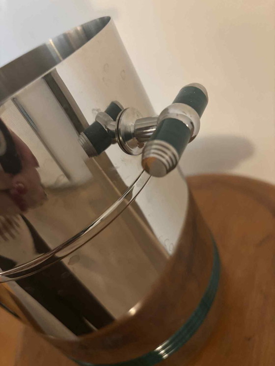 Image 1 of Seau à glace vintage Jean Couzon : refroidisseur à vin et champagne en acier inoxydable français
