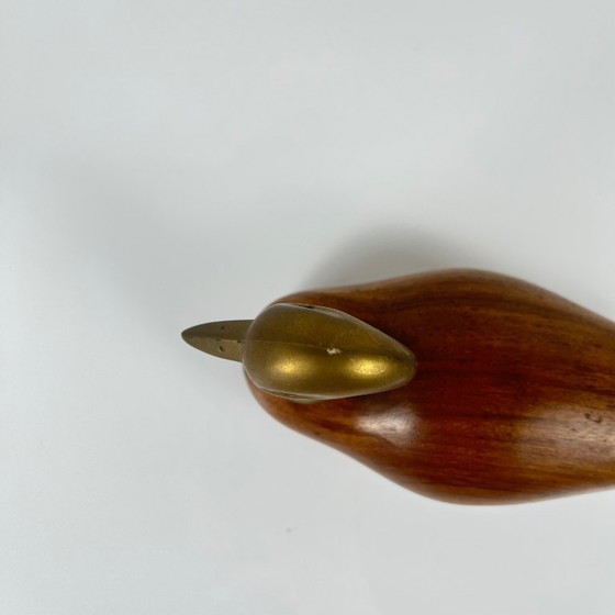 Image 1 of Scultura di anatra in teak e ottone della metà del secolo, 1960/70