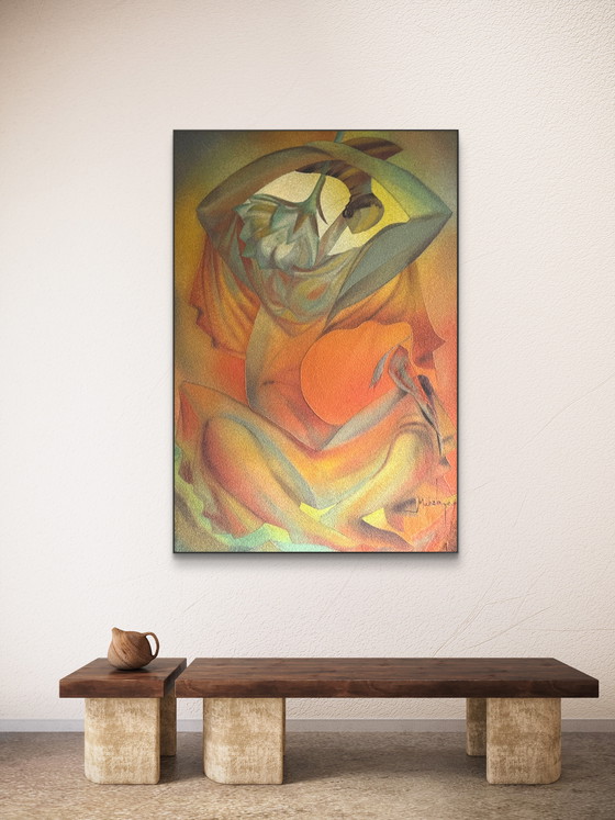 Image 1 of Mukalenge wa Mukalenge (Kinshasa) – Ecstasy at Thilmade - No. 16
Sandwork – Oil and sand on canvas, 70 × 100 cm, circa 1975-1985