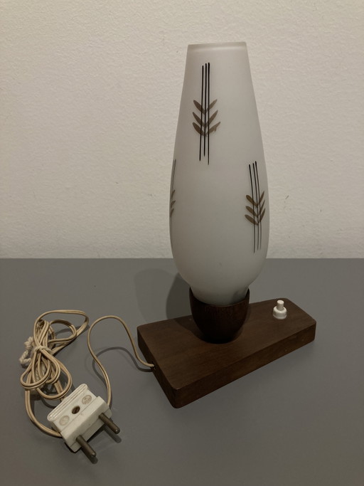 Tischlampe aus der Mitte des 20. Jahrhunderts – tafellampen, Glass, Wood