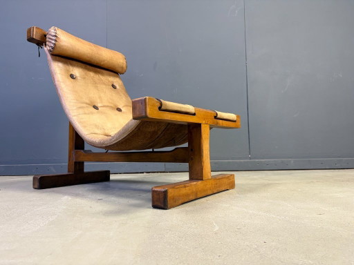 Vintage-Sessel im brasilianischen Brutalismus-Stil, 1960er Jahre – stoelen fauteuils, Leather, Wood (photo 2 of 16)