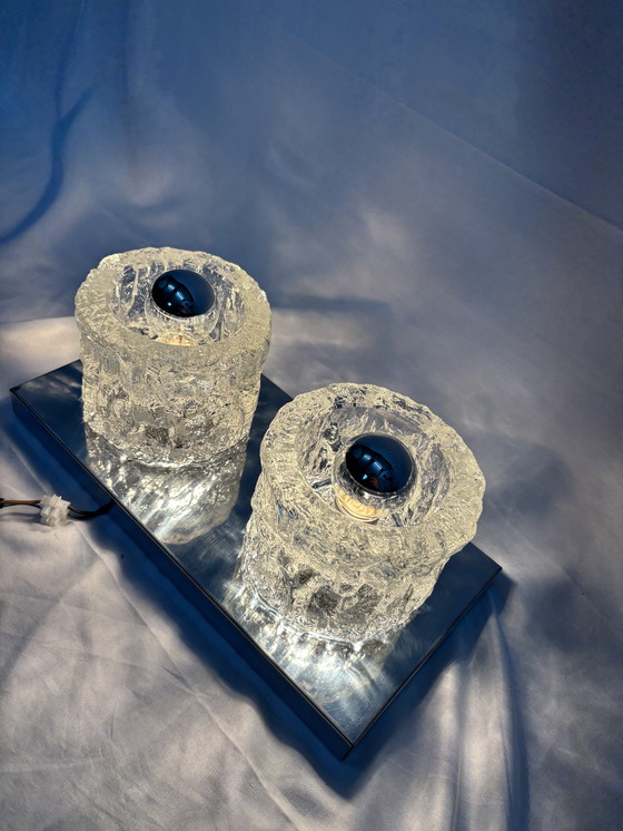 Image 1 of Vintage Peill & Putzler "Ice Glass" wandlamp jaren '70