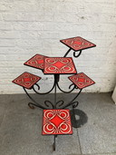 Table à assiettes vintage en fonte avec 6 étagères