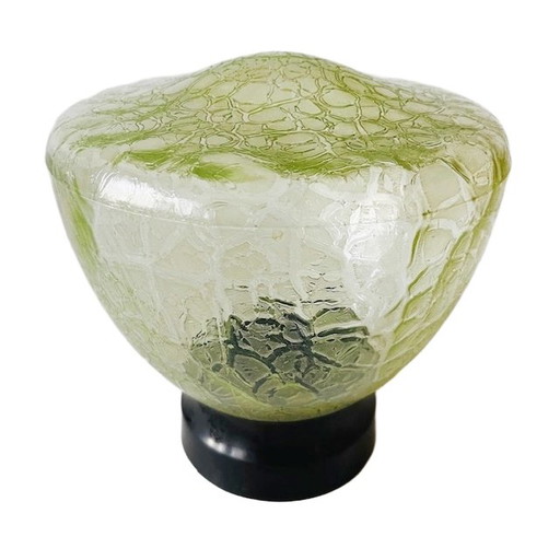 Antike Art-Deco-Deckenlampe, grüne Crackle-Glas-Deckenlampe, 1920er Jahre