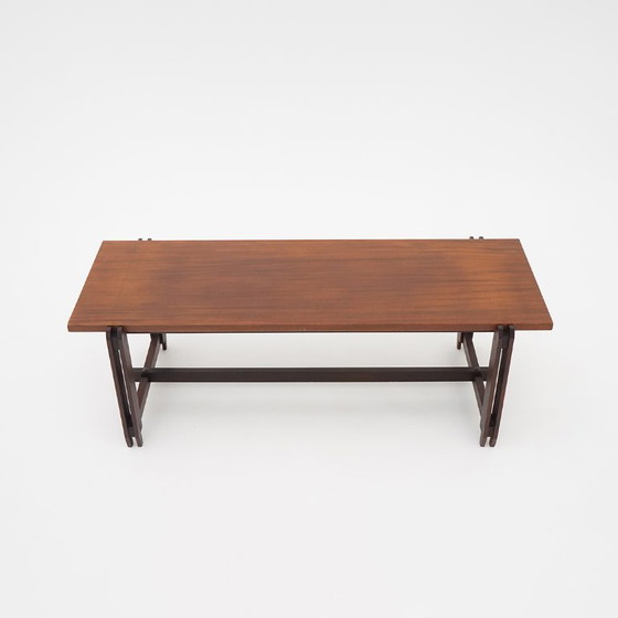 Image 1 of Rechthoekige teakhouten salontafel, jaren 60