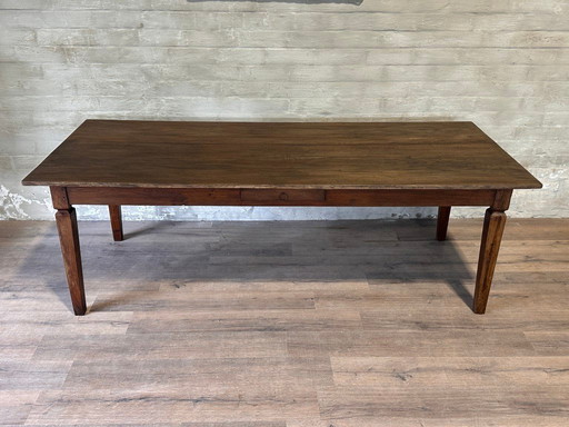 French antique dining table with 1 drawer - 237 x 99 cm + 79 cm high