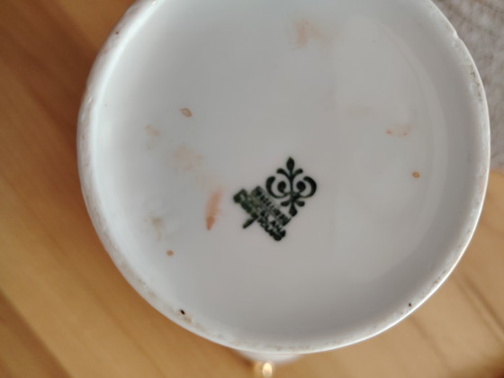 Image 1 of Włocławek vintage Porzellan Kaffeekanne, marmoriert, vergoldet - Golddekor 