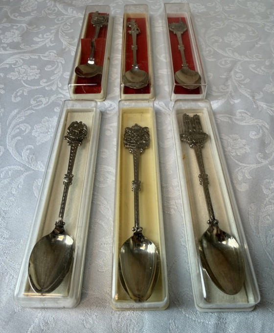 6 Cuillères souvenir vintage plaquées argent Bruxelles Belgique Silberauflage, Couverts, Métal, Argenté (photo 2 sur 13)