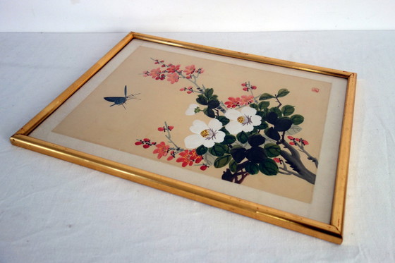 Image 1 of Set di 2 dipinti cinesi d&#39;epoca su seta