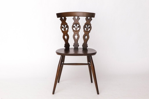 Chaise Vintage Ercol Modèle 375 - Angleterre 1960s - Bois d'Orme - Etiquette d'origine