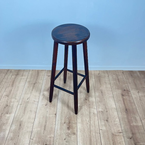 Image 1 of Brutalist Bar Stool in Stained Oak 