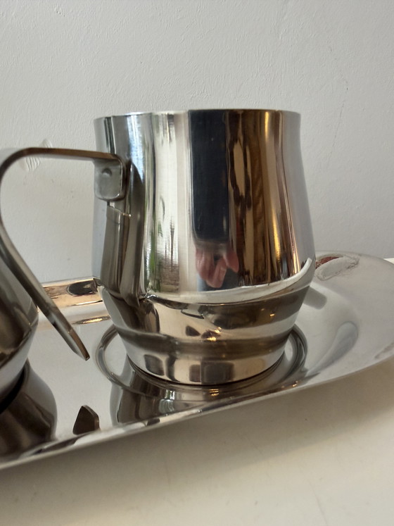 Image 1 of Milch- und Zuckerkännchen aus Chrom mit Tablett