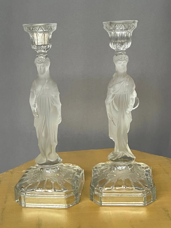 Paire de chandeliers. – Bougeoirs et chandeliers, Crystal, Glass (photo 3 of 8)