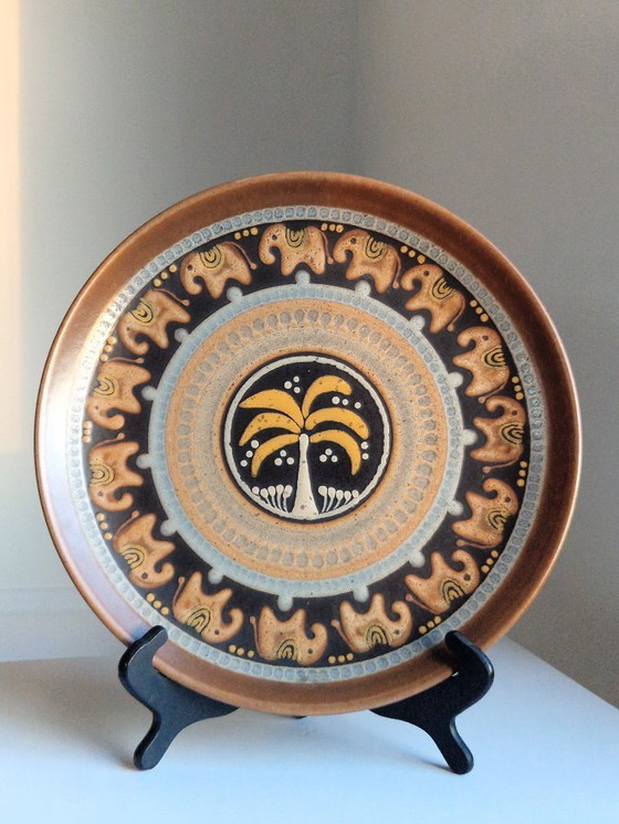 Image 1 of Wall plate.KMK Manuell.Germany.Elephant&palm tree motif.