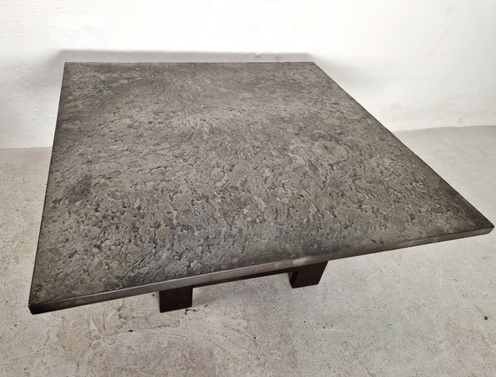 Image 1 of Table basse vintage brutaliste en pierre fossile, 1970
