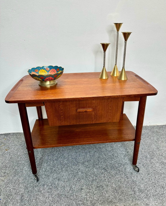 Tavolino in teak Mid Century Design danese anni '50 '60 Vintage, Tavolini, Legno, Marrone (foto 3 di 13)