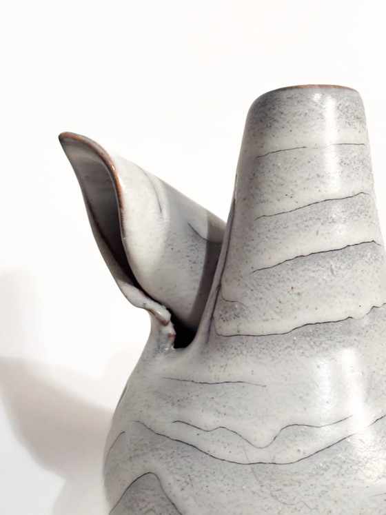 1960s Abstract Grey Glazed Stoneware Vase (photo 6 of 9)