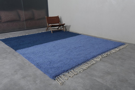 Image 1 of Custom moroccan rug blue - Berber area rug - Beni ourain rug - Handmade rug - Genuine lamb wool - Moroccan rug - Blue rug